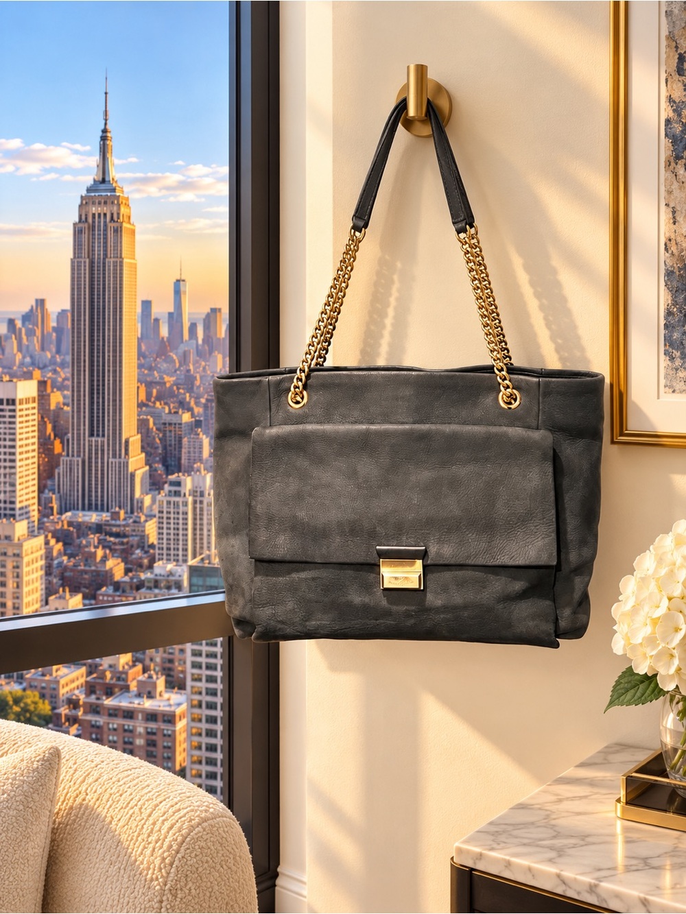 Kate Spade Annaleigh Suede Leather Large Tote Black Shoulder Bag Purse